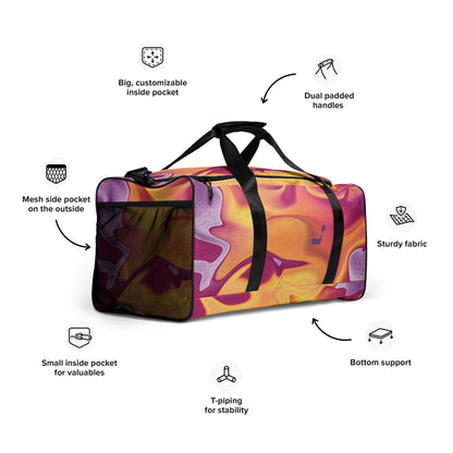 Purple Puddle BeSculpt Abstract Art Travel Duffel Bag - Captivating Fluidity in Art