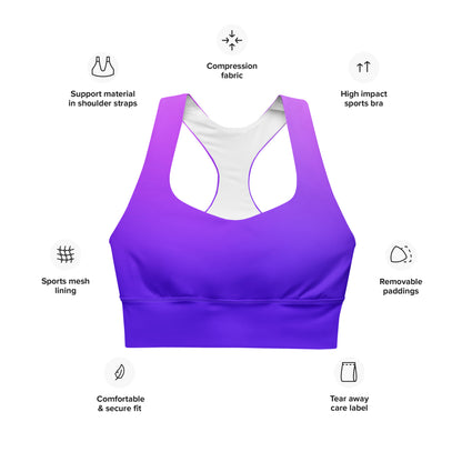 Royal Blue Gradient BeSculpt Women Longline Sports Bra