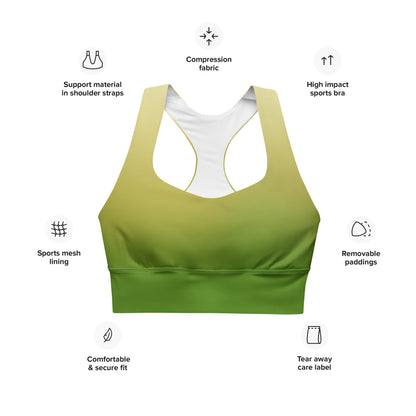 Deep Green Gradient BeSculpt Women Longline Sports Bra