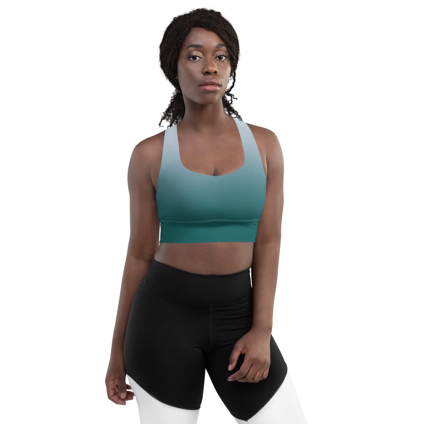 Teal Gradient BeSculpt Women Longline Sports Bra