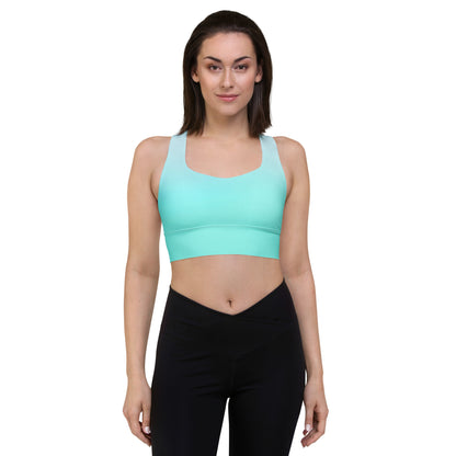 Introducing the Aqua Gradient BeSculpt Women Longline Sports Bra—a fusion of style and functionality designed to elevate your workout experience.