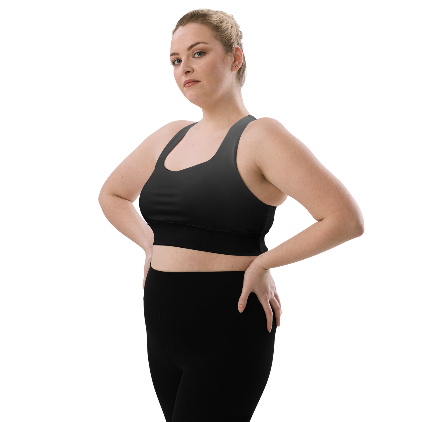 Elevate your workout wardrobe with the Black Gradient BeSculpt Women Longline Sports Bra—a sophisticated blend of style and functionality designed by Bereniche Aguiar.