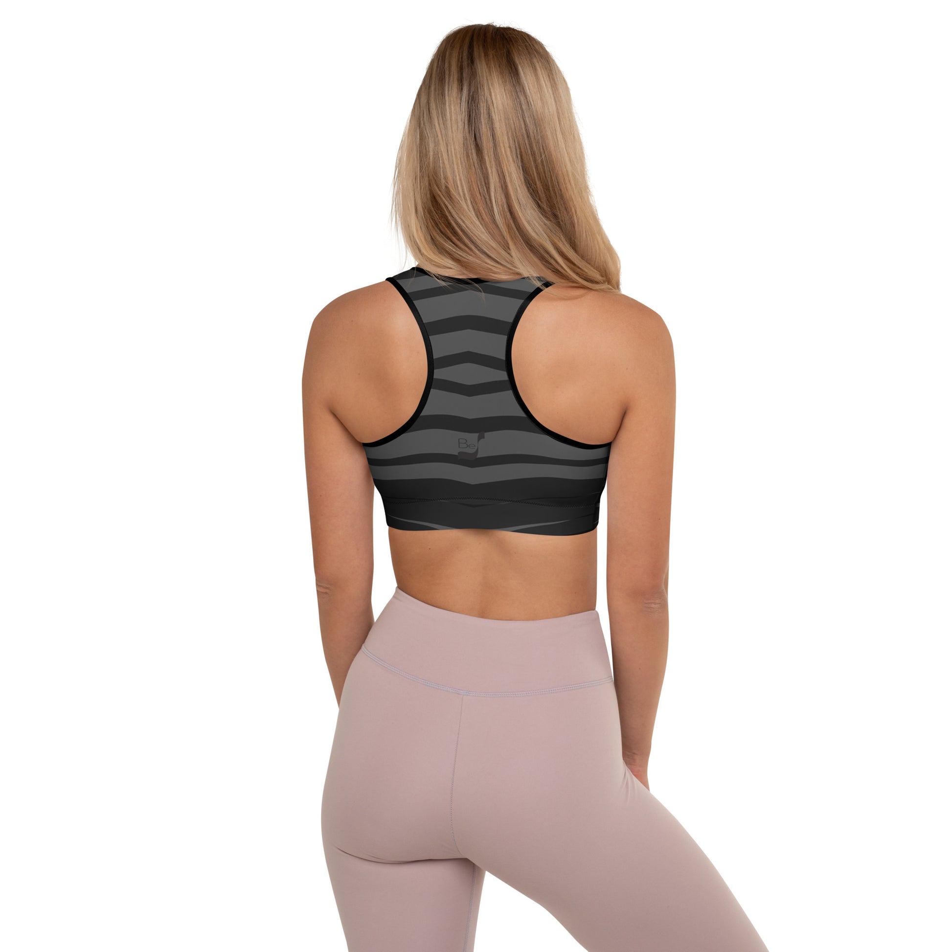 Introducing the Black H Stripes Rombo BeSculpt Women Padded Sports Bra—a chic and supportive addition to your activewear collection!
