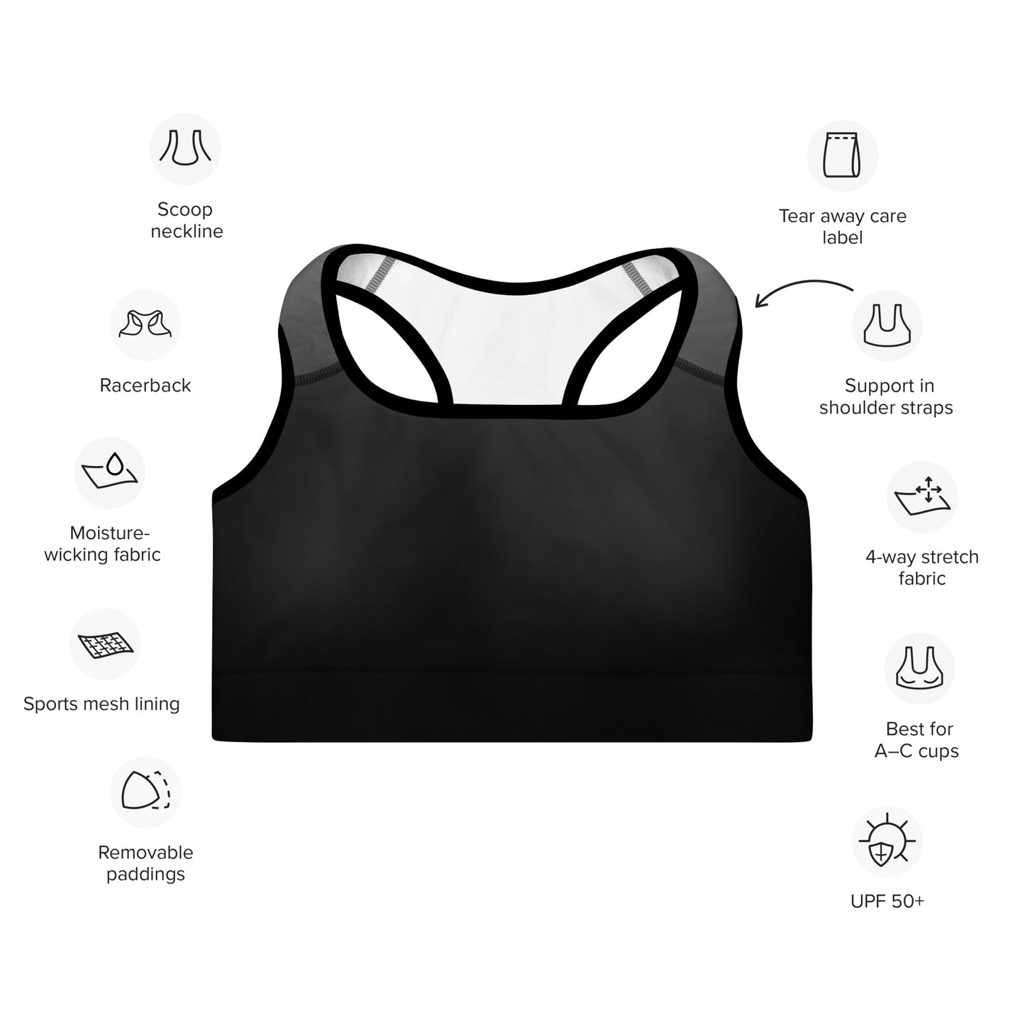 Introducing the Black Gradient BeSculpt Women Padded Sports Bra—a sleek and supportive essential for your workout wardrobe!