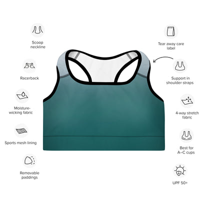 Teal Gradient BeSculpt Women Padded Sports Bra