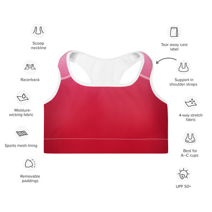 Red Gradient BeSculpt Women Padded Sports Bra