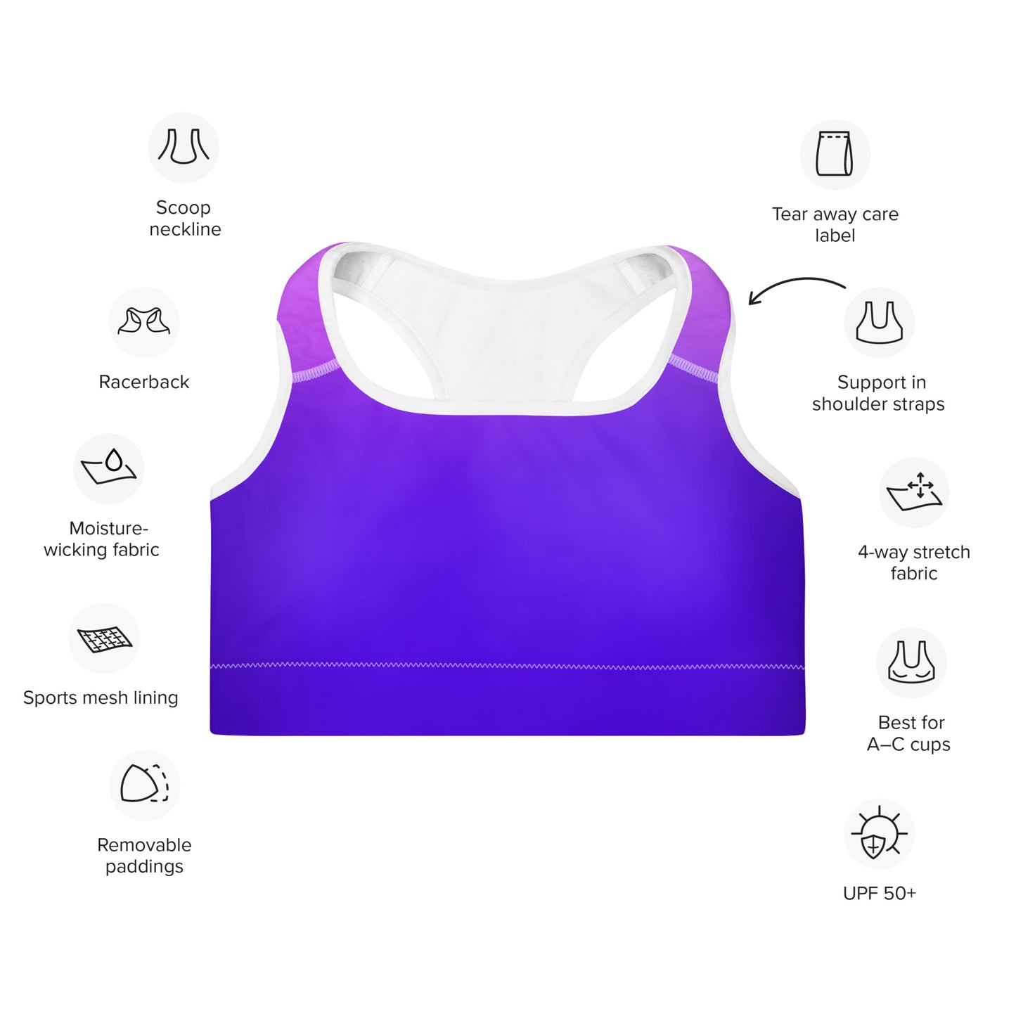 Royal Blue Gradient BeSculpt Women Padded Sports Bra