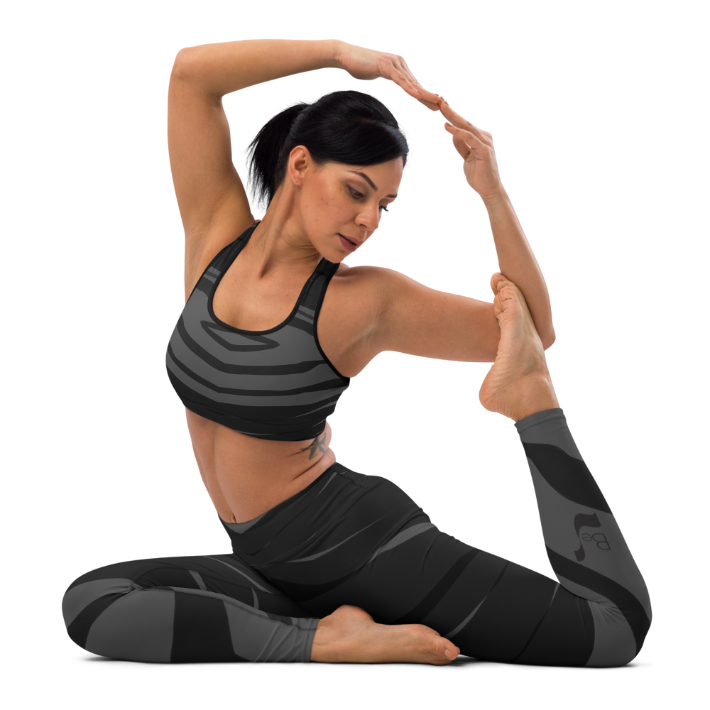 Black H Stripes Rombo BeSculpt Women Padded Sports Bra & Black H Stripes Rombo BeSculpt Women Yoga Leggings