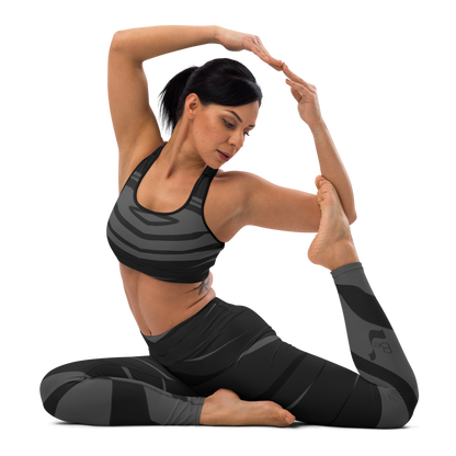Black H Stripes Rombo BeSculpt Women Padded Sports Bra & Black H Stripes Rombo BeSculpt Women Yoga Leggings