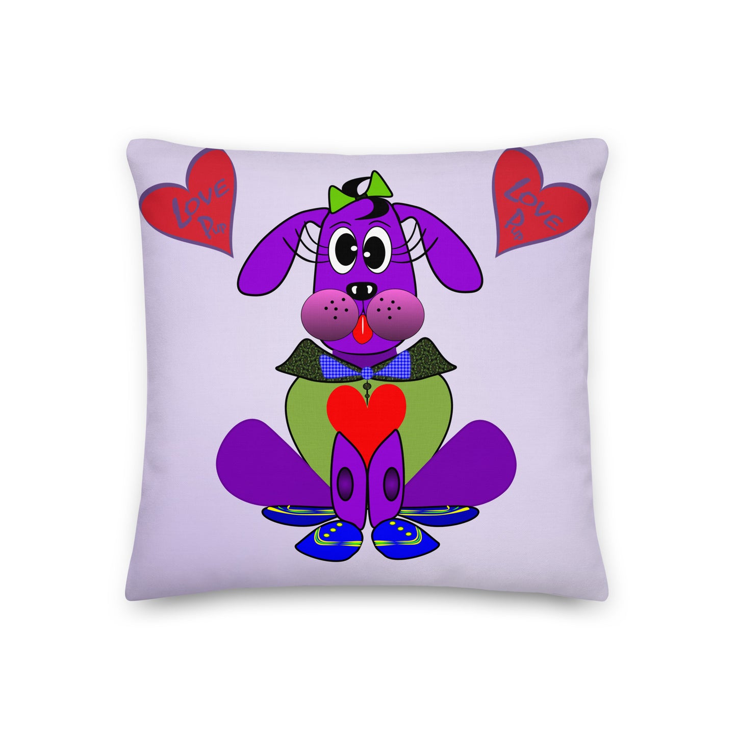 Love Pup 1 Purple BeSculpt Kids Throw Pillow S (Fabric with a linen feel)