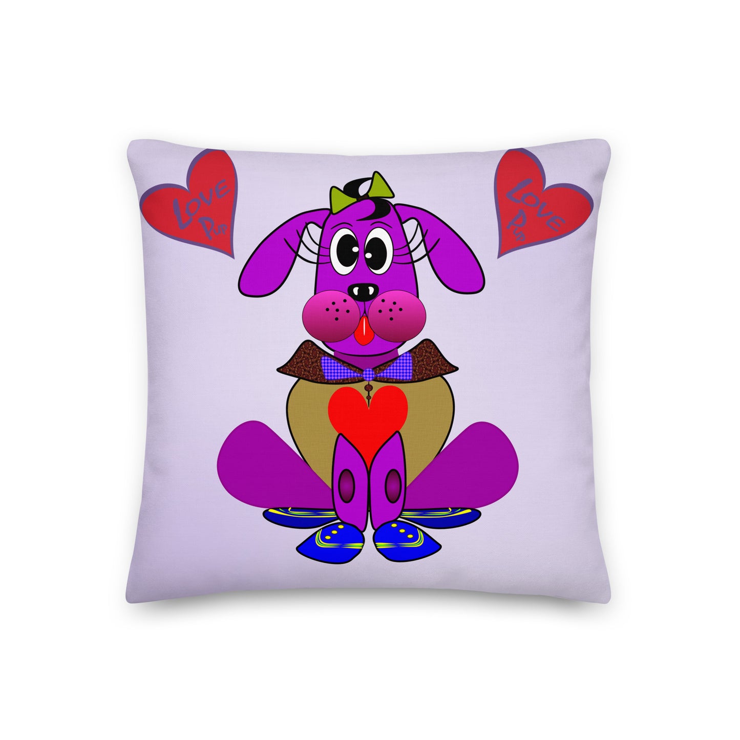 Love Pup 3 Violet BeSculpt Kids Throw Pillow S (Fabric with a linen feel)