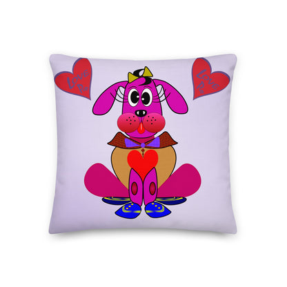 Love Pup 4 Hot Pink BeSculpt Kids Throw Pillow S (Fabric with a linen feel)