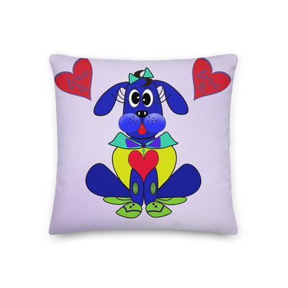 Love Pup 2 Blue BeSculpt Kids Throw Pillow S (Fabric with a linen feel)