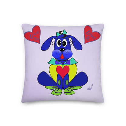 Love Pup 2 Blue BeSculpt Kids Throw Pillow S (Fabric with a linen feel)