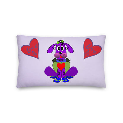 Love Pup 1 Purple BeSculpt Kids Throw Pillow L (Fabric with a linen feel)