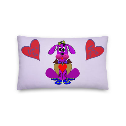 Love Pup 3 Violet BeSculpt Kids Throw Pillow L (Fabric with a linen feel)