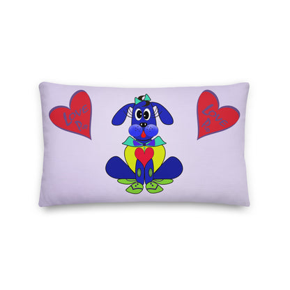 Love Pup 2 Blue BeSculpt Kids Throw Pillow L (Fabric with a linen feel)