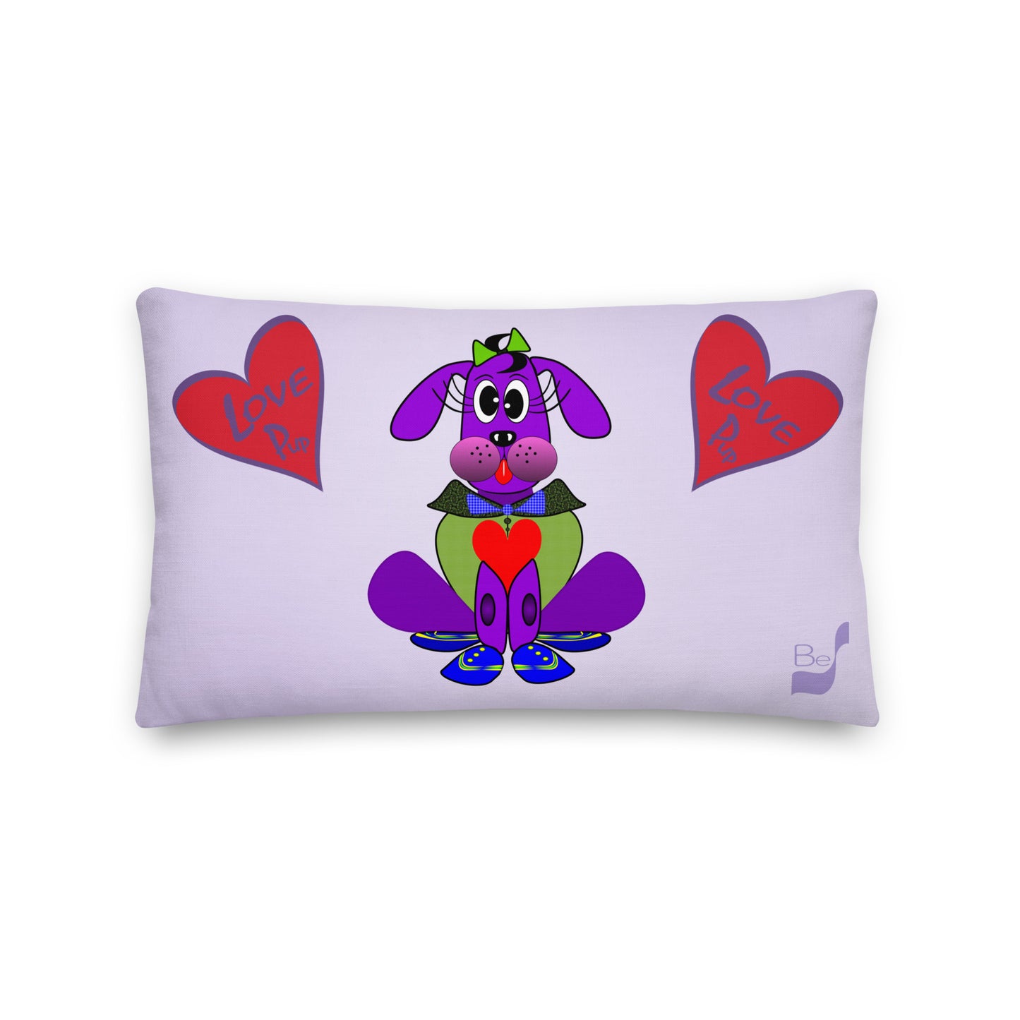 Love Pup 1 Purple BeSculpt Kids Throw Pillow L (Fabric with a linen feel)