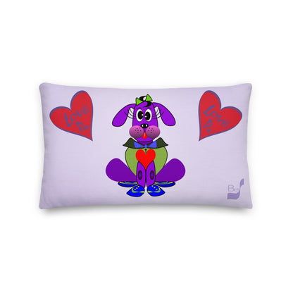 Love Pup 1 Purple BeSculpt Kids Throw Pillow L (Fabric with a linen feel)