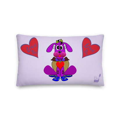 Love Pup 3 Violet BeSculpt Kids Throw Pillow L (Fabric with a linen feel)