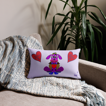 Love Pup 3 Violet BeSculpt Kids Throw Pillow L (Fabric with a linen feel)