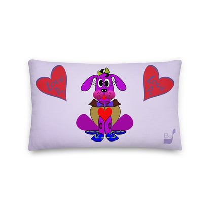 Love Pup 3 Violet BeSculpt Kids Throw Pillow L (Fabric with a linen feel)