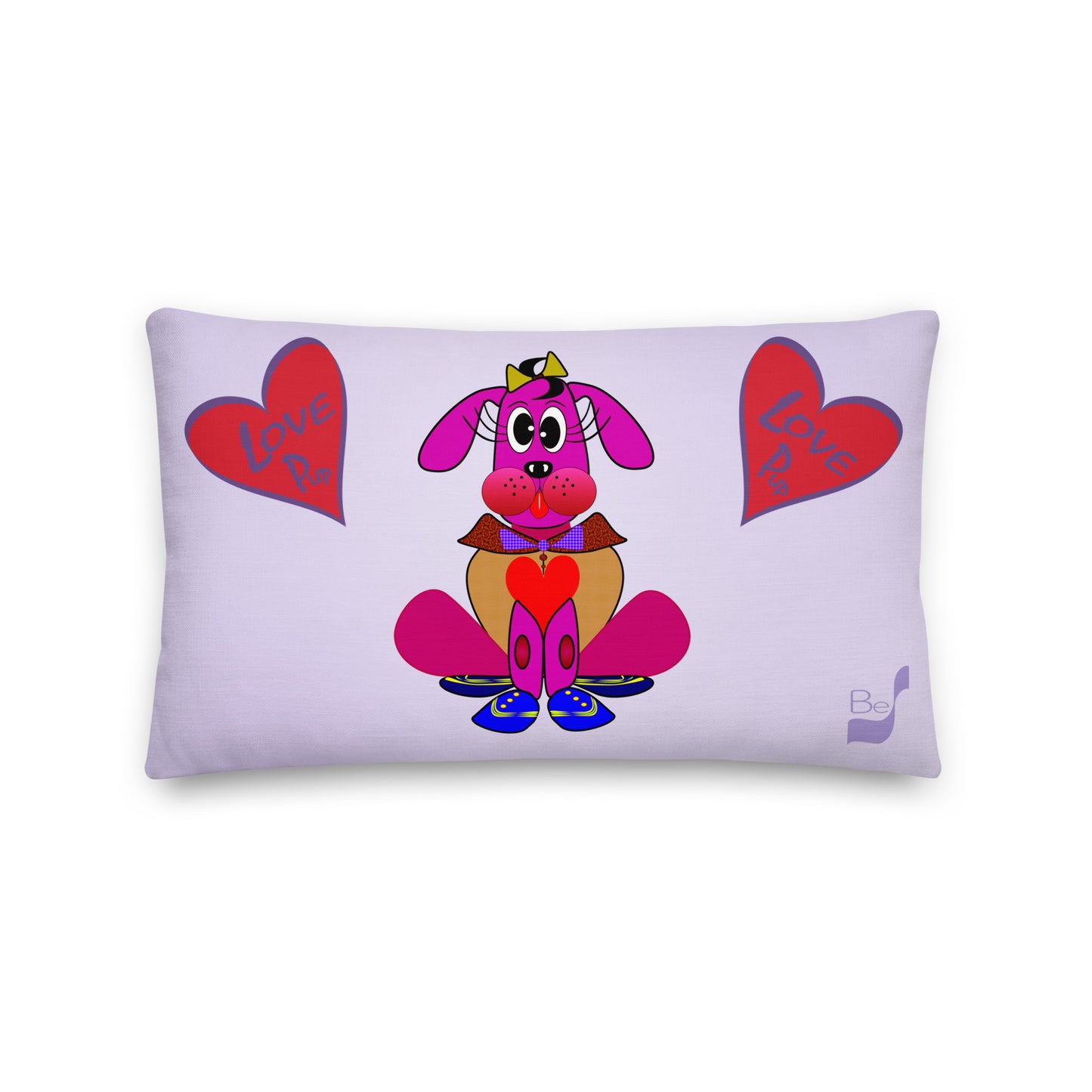 Love Pup 4 Hot Pink BeSculpt Kids Throw Pillow L (Fabric with a linen feel)