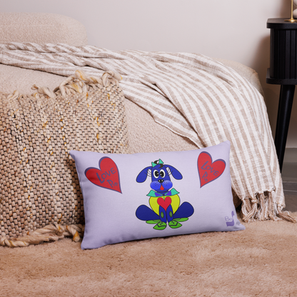 Love Pup 2 Blue BeSculpt Kids Throw Pillow L (Fabric with a linen feel)