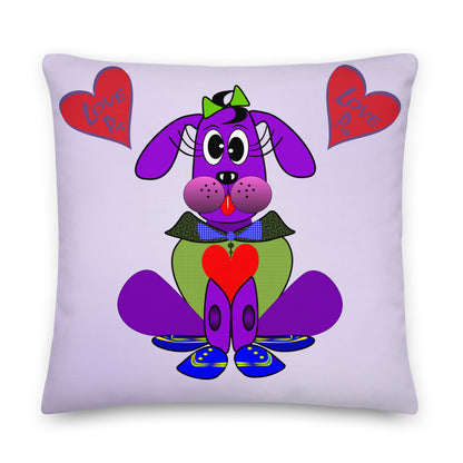 Love Pup 1 Purple BeSculpt Kids Throw Pillow S (Fabric with a linen feel)