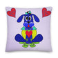 Love Pup 2 Blue BeSculpt Kids Throw Pillow S (Fabric with a linen feel)