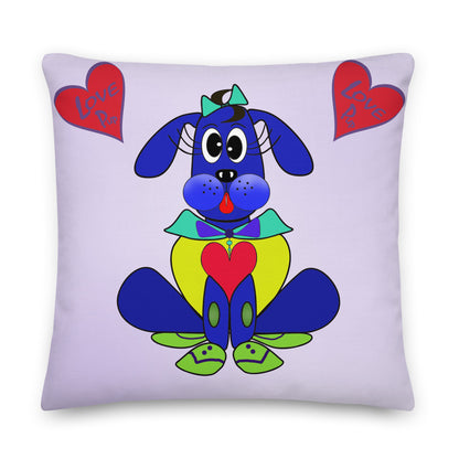 Love Pup 2 Blue BeSculpt Kids Throw Pillow S (Fabric with a linen feel)