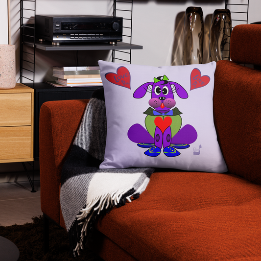 Love Pup 1 Purple BeSculpt Kids Throw Pillow S (Fabric with a linen feel)