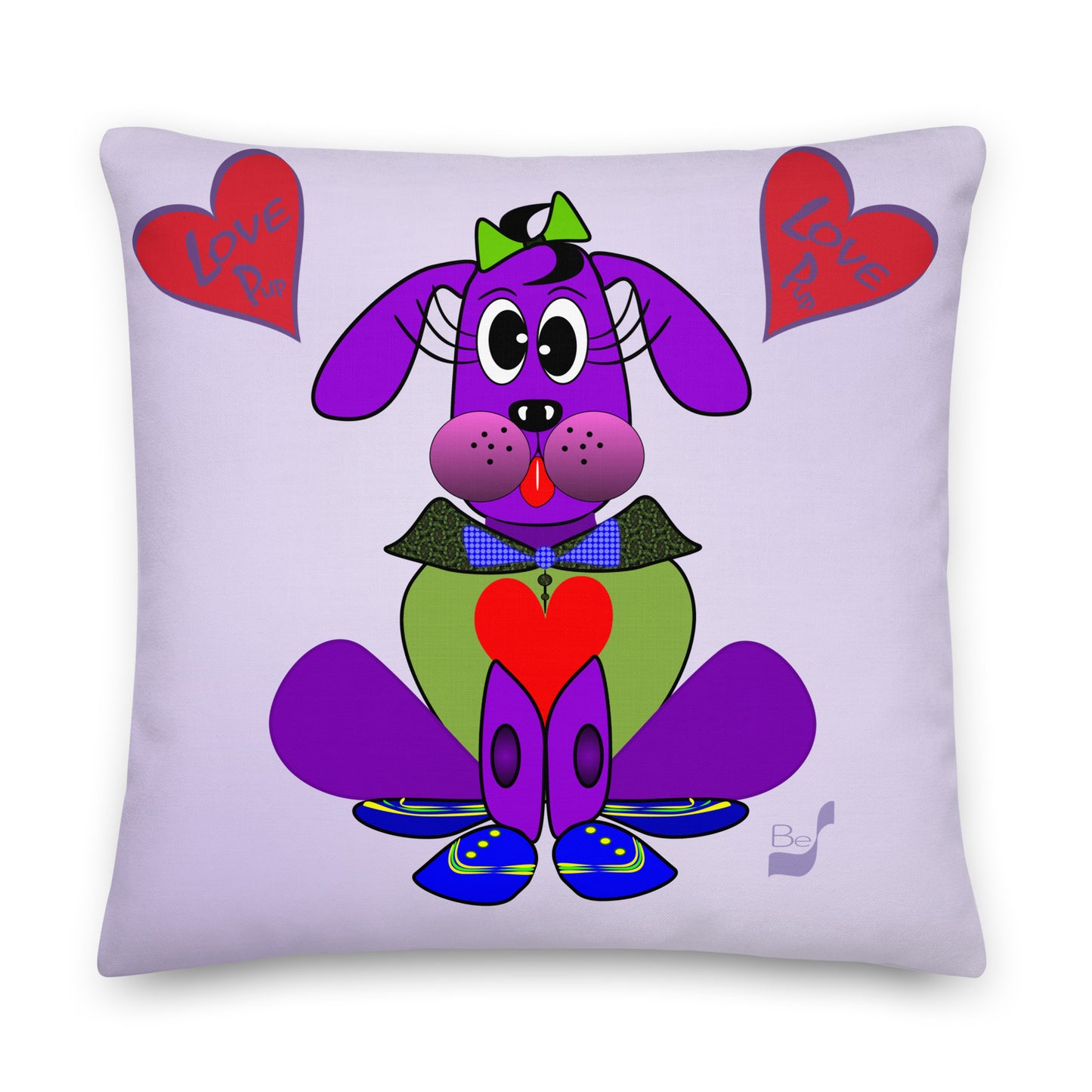 Love Pup 1 Purple BeSculpt Kids Throw Pillow S (Fabric with a linen feel)