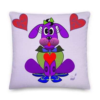 Love Pup 1 Purple BeSculpt Kids Throw Pillow S (Fabric with a linen feel)