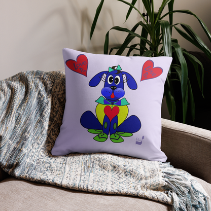 Love Pup 2 Blue BeSculpt Kids Throw Pillow S (Fabric with a linen feel)