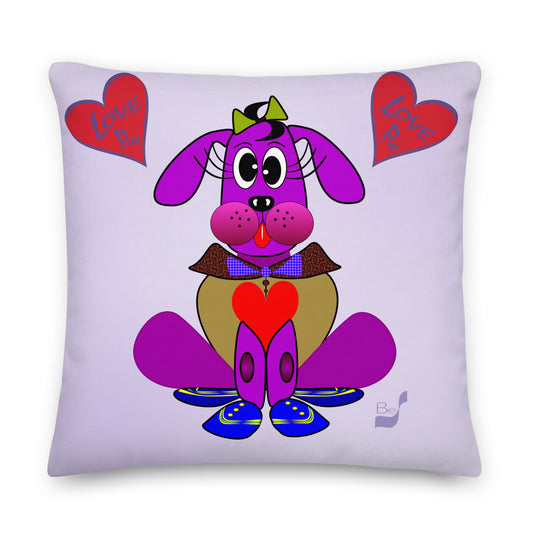 Love Pup 3 Violet BeSculpt Kids Throw Pillow S (Fabric with a linen feel)