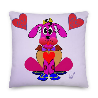 Love Pup 4 Hot Pink BeSculpt Kids Throw Pillow S (Fabric with a linen feel)