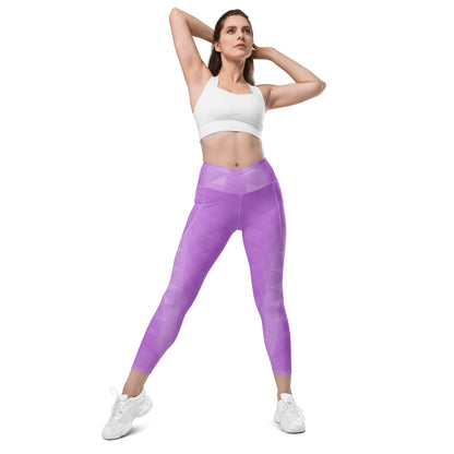 Lavender Soft Circles BeSculpt Crossover Leggings w/Pockets