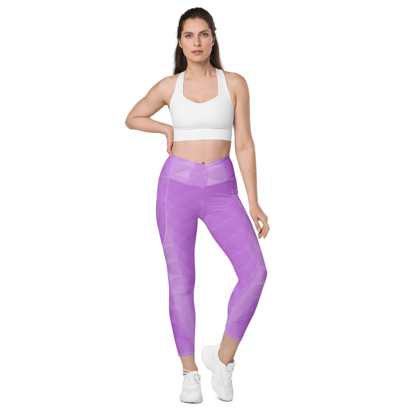 Lavender Soft Circles BeSculpt Crossover Leggings w/Pockets