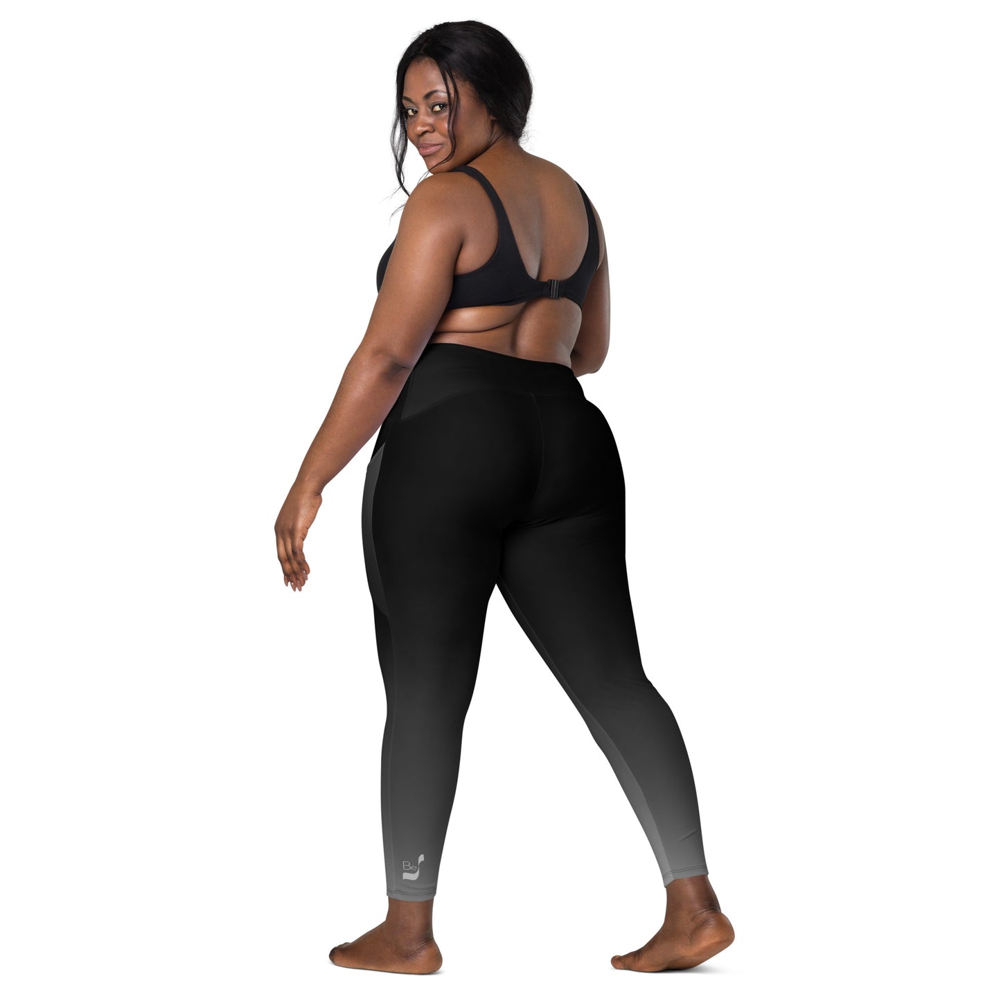 Black Gradient BeSculpt Women Crossover Leggings wPockets