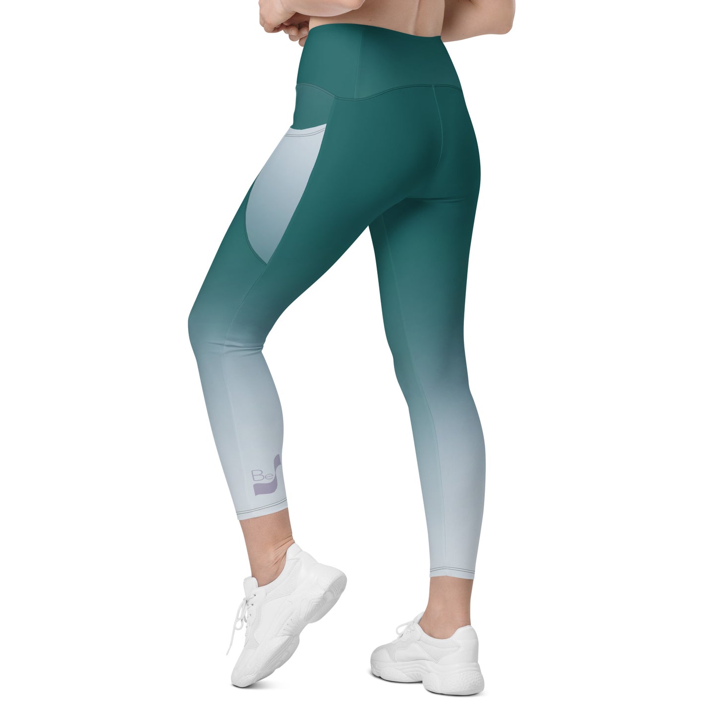 Teal Gradient BeSculpt Crossover Leggings w/Pockets