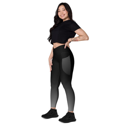 Black Gradient BeSculpt Women Crossover Leggings wPockets