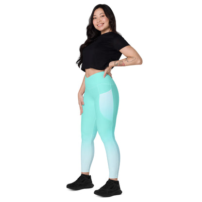 Aqua Gradient BeSculpt Crossover Leggings wPockets