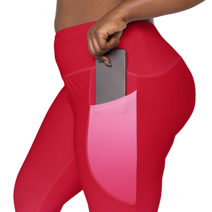 Red Gradient BeSculpt Crossover Leggings w/Pockets