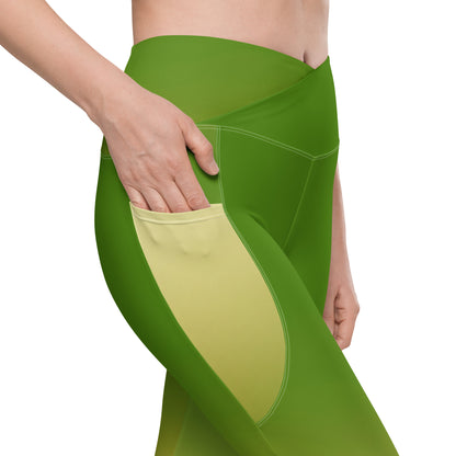 Deep Green Gradient BeSculpt Crossover Leggings w/Pockets