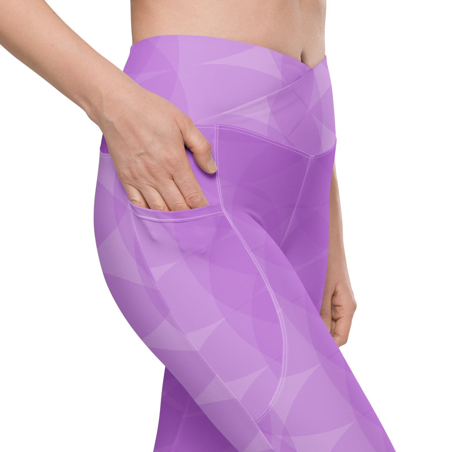 Lavender Soft Circles BeSculpt Crossover Leggings w/Pockets