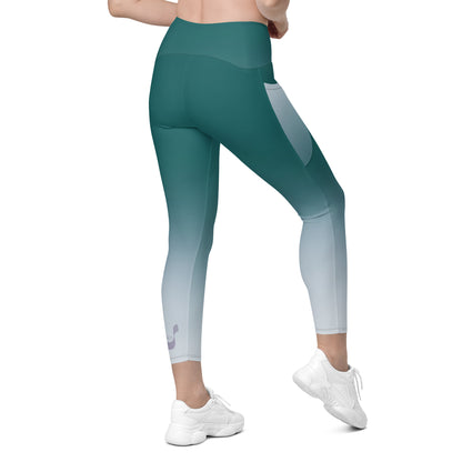 Teal Gradient BeSculpt Crossover Leggings w/Pockets