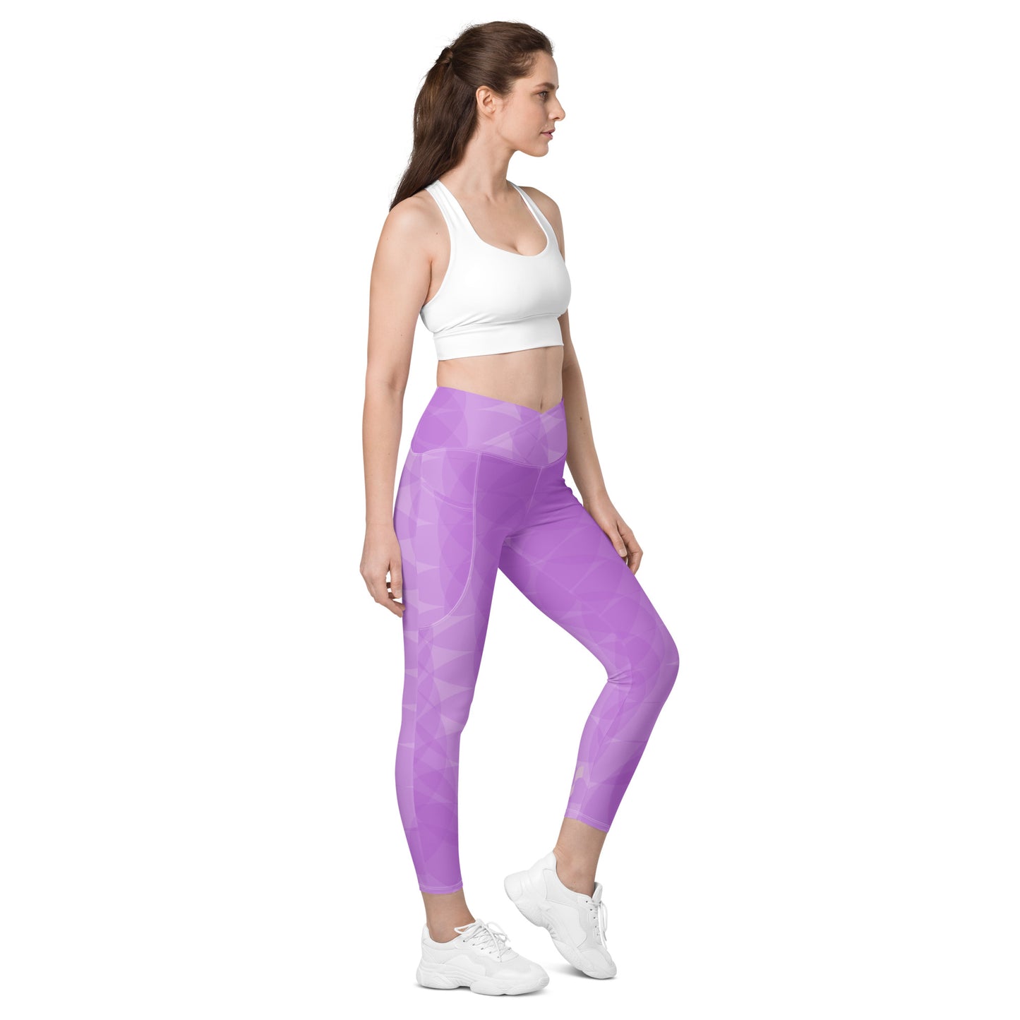 Lavender Soft Circles BeSculpt Crossover Leggings w/Pockets