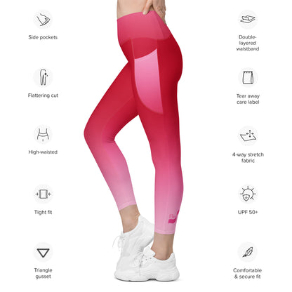 Red Gradient BeSculpt Women Leggings wPockets