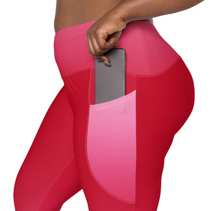 Red Gradient BeSculpt Women Leggings wPockets